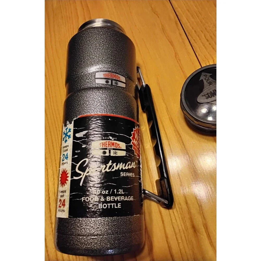 Thermos Sportsman Thermos Vintage Metal SS Cup 40oz. Screw Top Lid & Cup